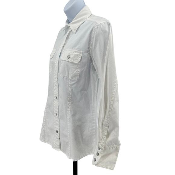 Chico's Shirt WMNS SZ 0 White Button Up Long Sleeve Collared Dress Blouse - Picture 5 of 7